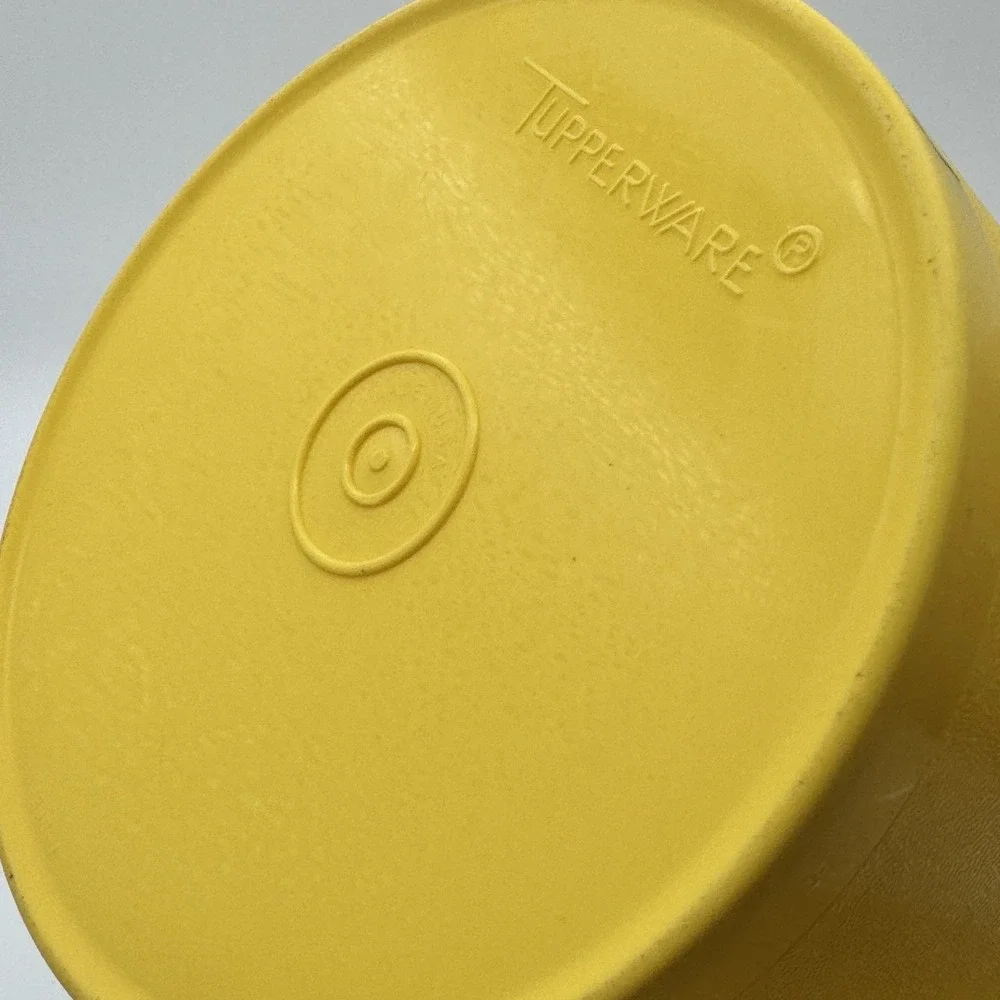 Vintage Tupperware Servalier Yellow Canisters Set 2 Sunburst Lids Retro Kitchen